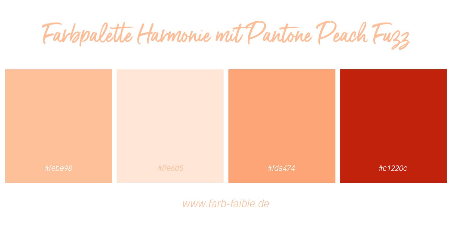 Pantone Farbe des Jahres 2024 Peach Fuzz, Farbpalette Harmonie mit Farbwerten