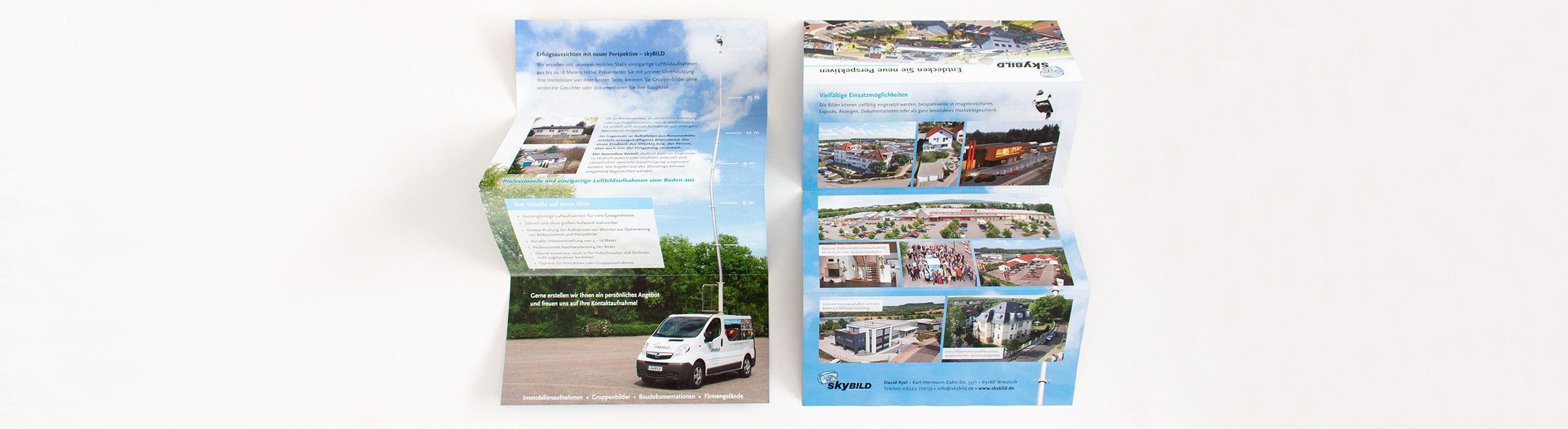 Flyer Sonderformat aufgeklappt skyBILD