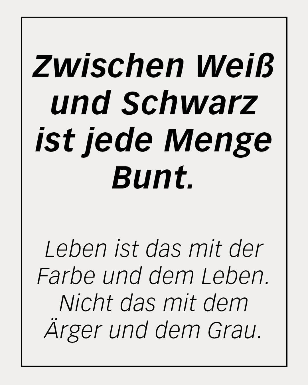 Pantone Farbe des Jahres 2026 Cloud Dancer – Zitat über Farbe: Zwischen Weiß und Schwarz ist jede Menge Bunt. Nicht das mit dem Ärger und dem Grau.