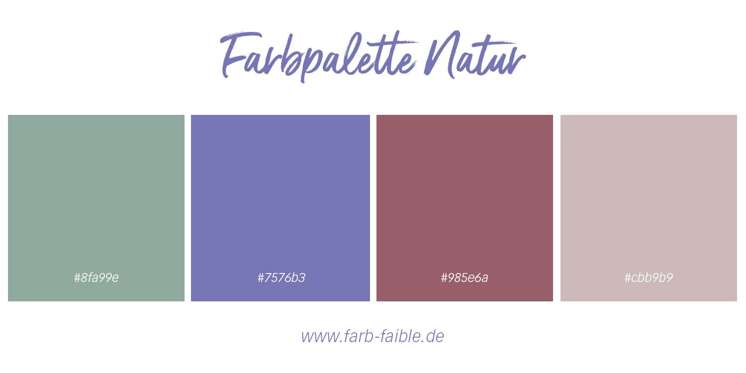 Pantone Colour of the year 2022 Very Peri Farbpalette Natur mit Farbcodes