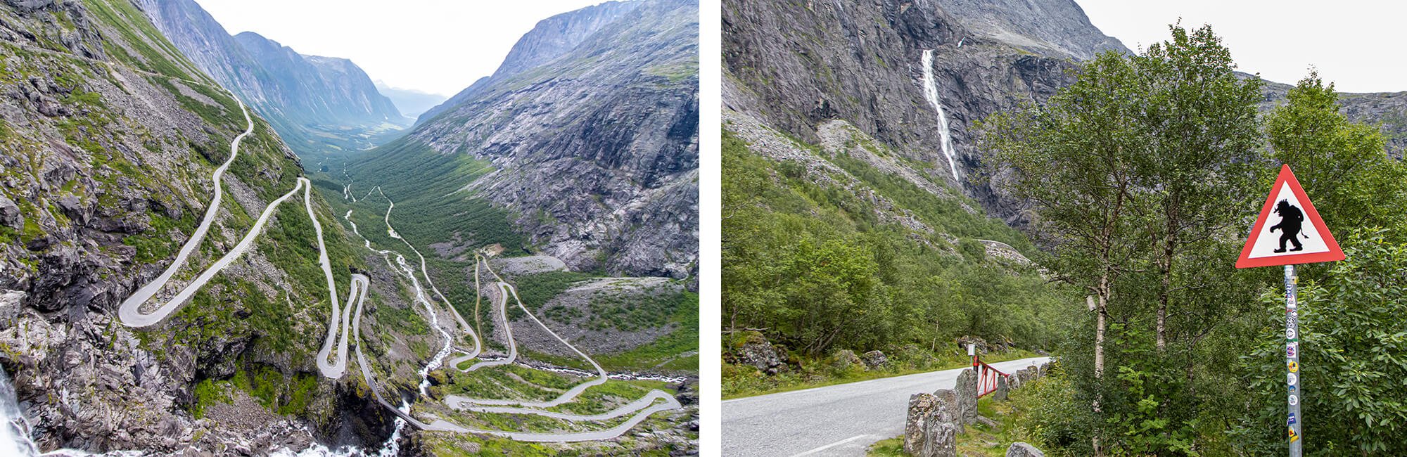 Workation in Norwegen, Fahrt hoch zum Trollstiegen über die Serpentinenstraße und Blick ins Tal