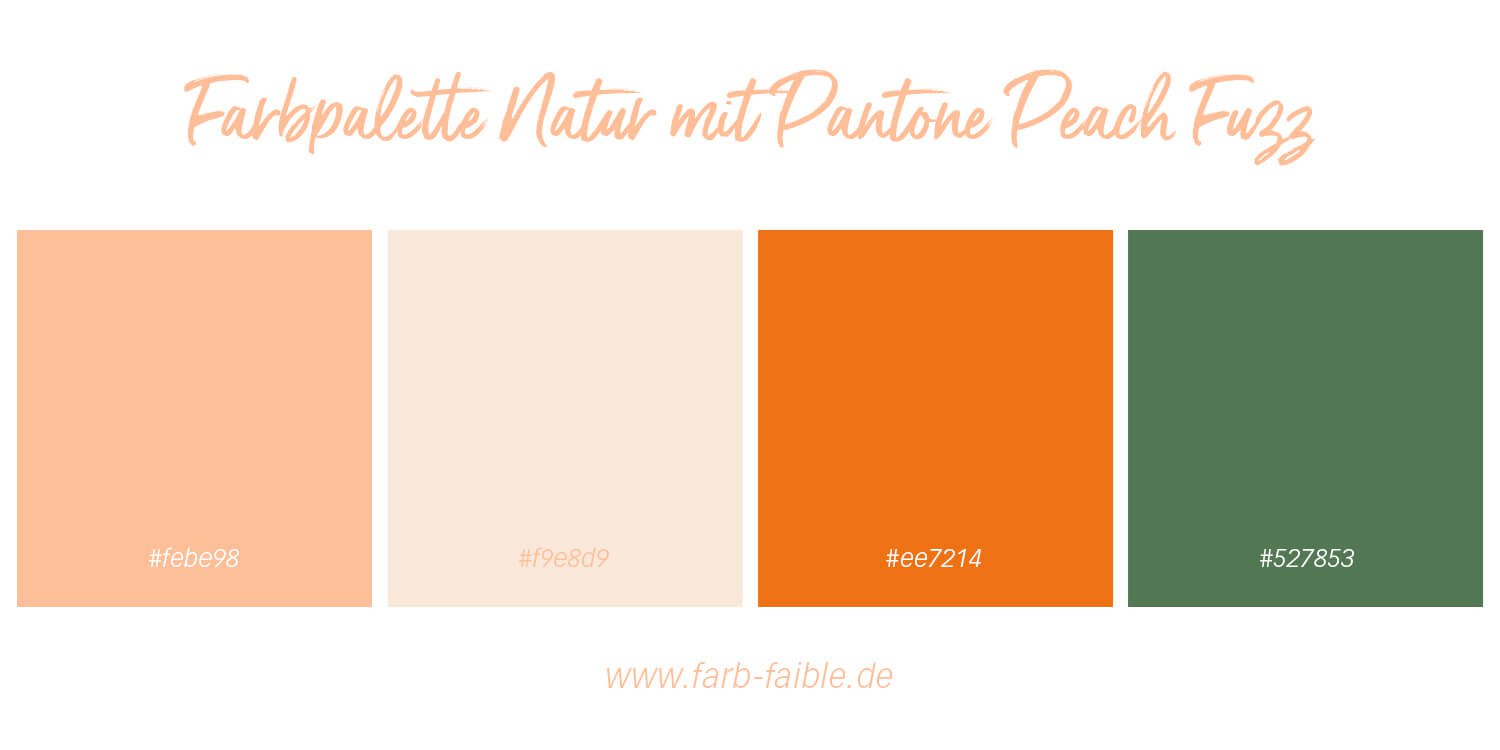 Pantone Farbe des Jahres 2024 Peach Fuzz, Farbpalette Natur mit Farbwerten
