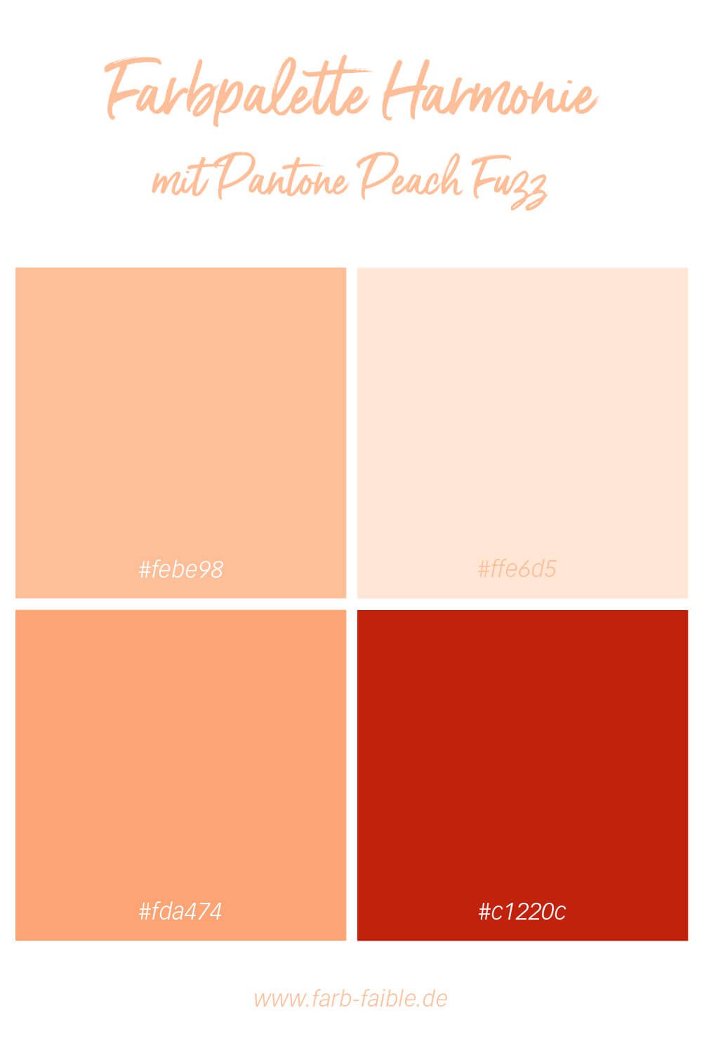 Pantone Farbe des Jahres Peach Fuzz, Farbpalette Harmonie mit Farbwerten